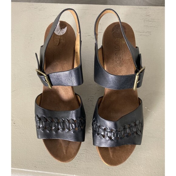 White Mountain Footbeds Altheda Black Sz 9M Block Wood Heels Y2K Sandals Shoes - Picture 5 of 10